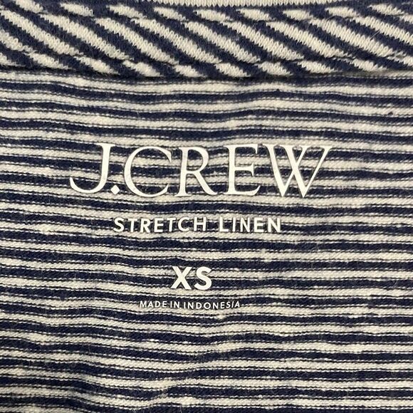 J.Crew Stretch Linen V- Neck T-shirt Women’s Small Navy White Micro Stripe 2023 - Picture 3 of 14